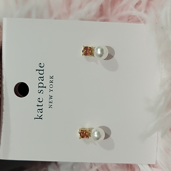 Kate Spade Champagne Little Gem Earrings - Picture 2 of 3